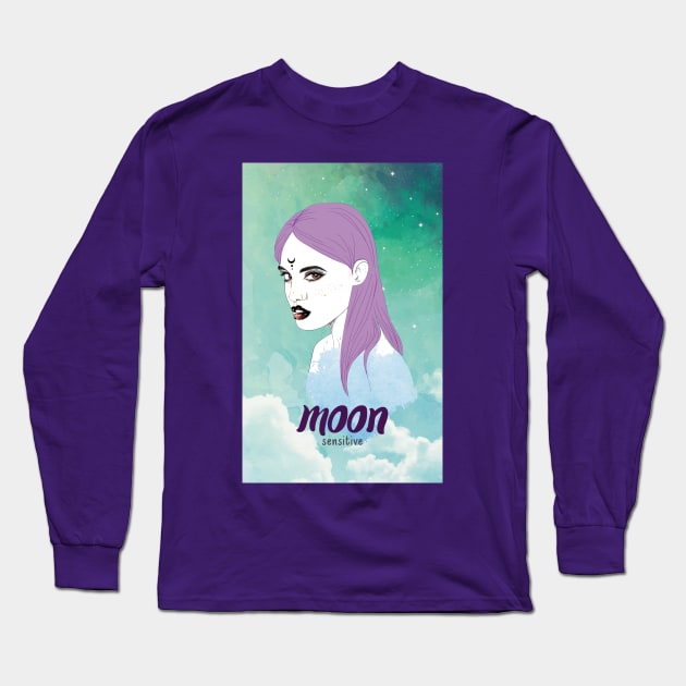 Moon Sensitive Girl Long Sleeve T-Shirt by JettDes